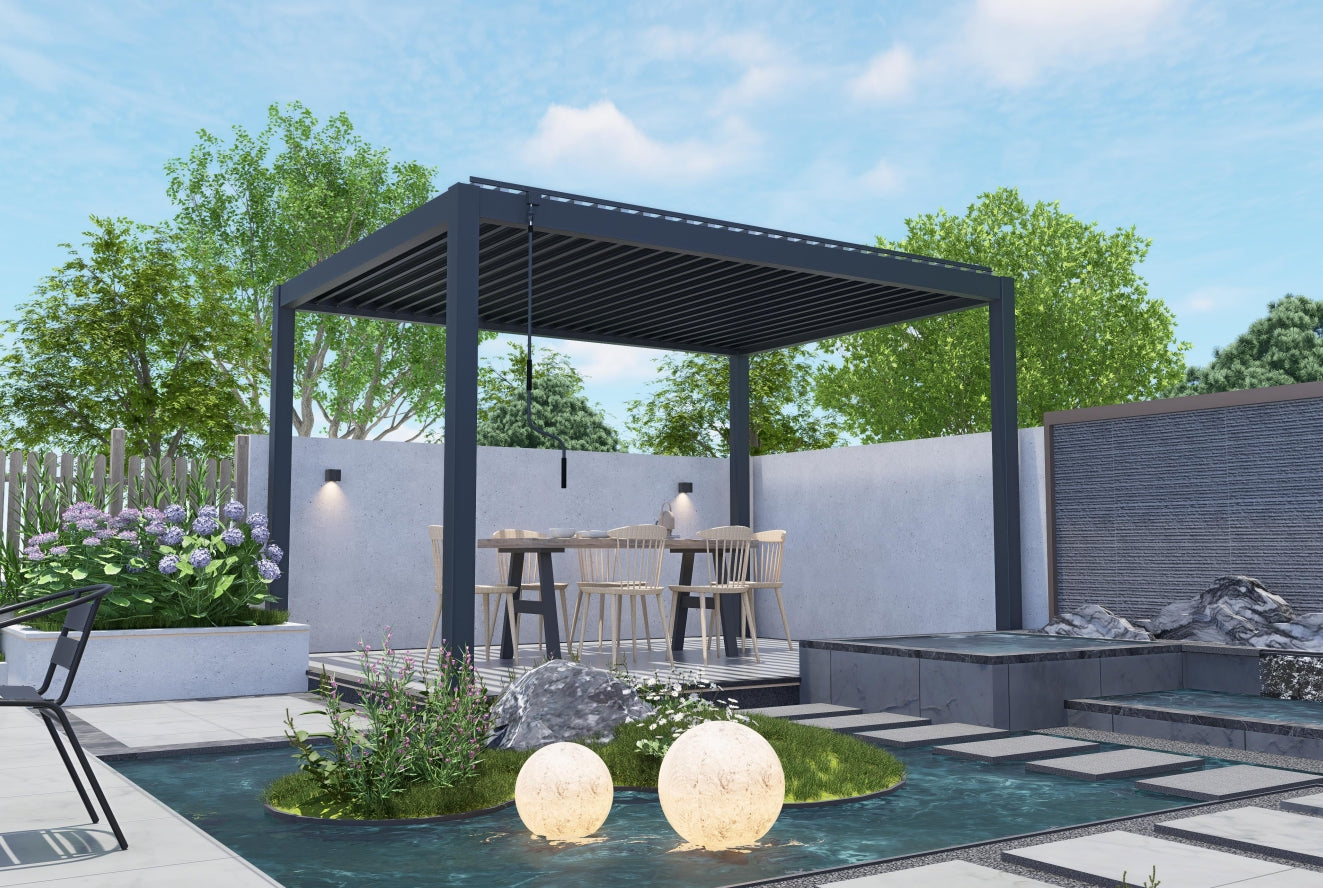 3800mm*2600mm*2700mm Motorized Roller Shutter Gazebo with Windproof
