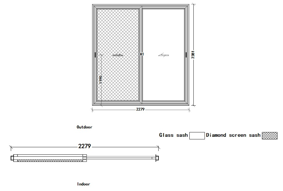 Custom order aluminum sliding doors with screen
