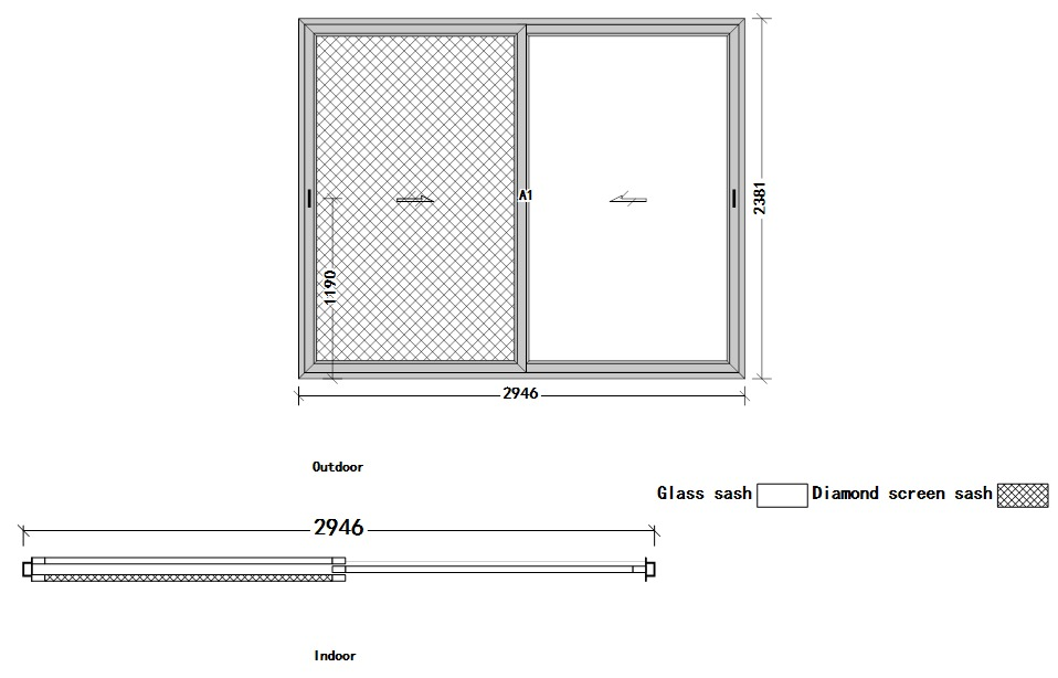 Custom order aluminum sliding doors with screen
